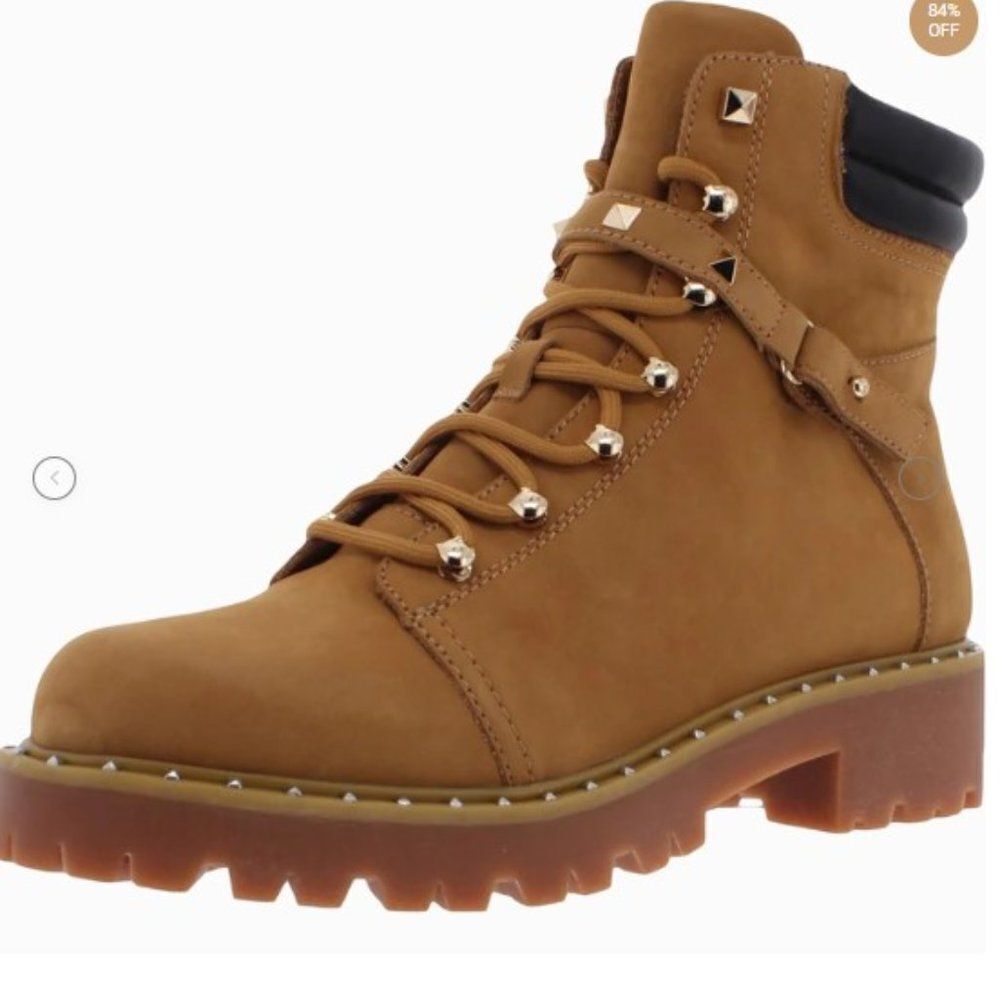 STEVE MADDEN RICKI LEATHER STUDS LACE-UP BOOT Sz 9 & 9.5